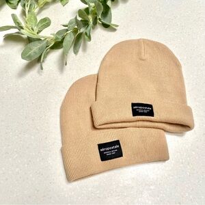 2 Aeropostale Beige Knit Beanie new